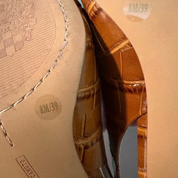 Vince Camuto Tan Croc-Embossed Heels - Picture 6 of 7